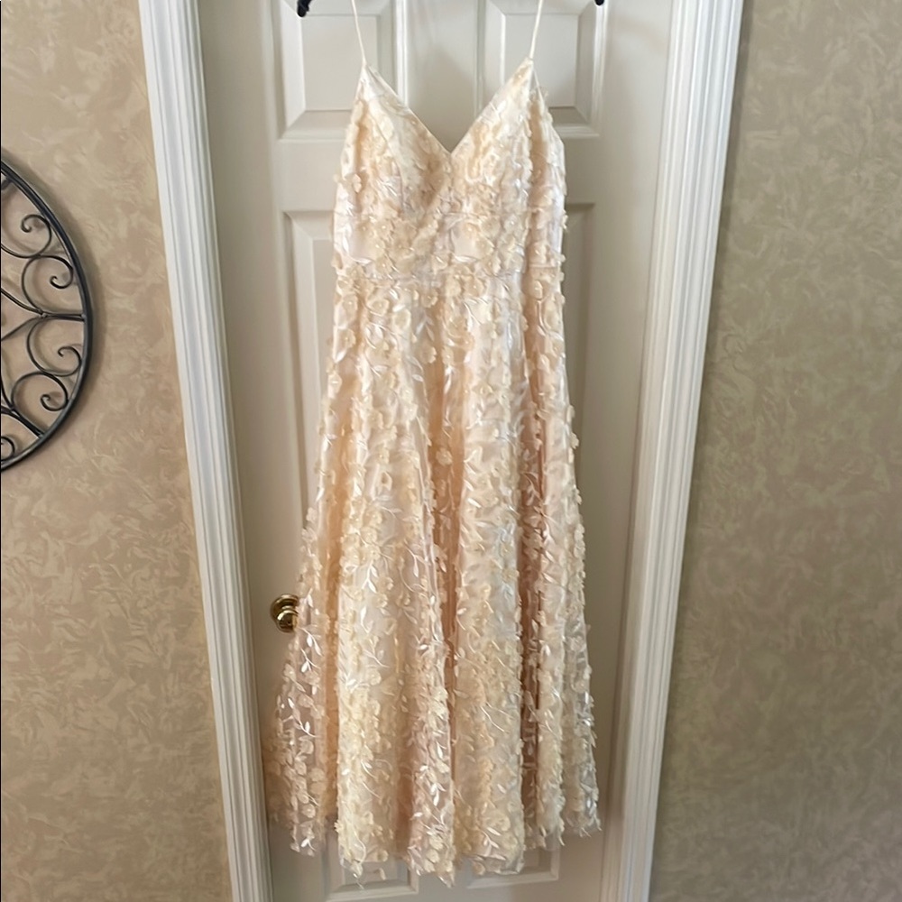 Elegant Pale Yellow Floral Gown